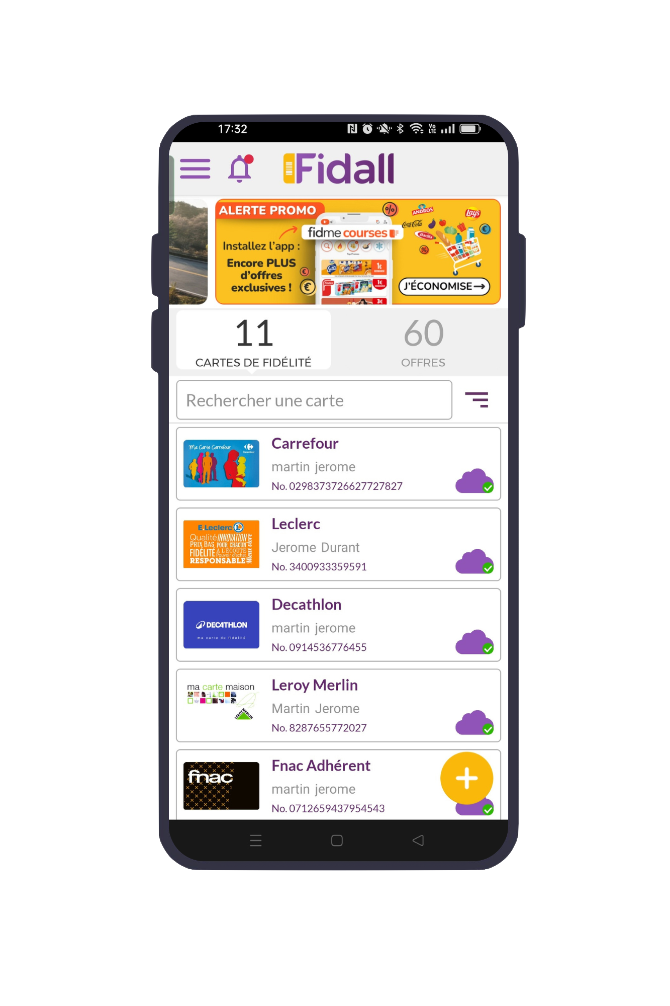 illustration mobile fidall page cartes de fidélité